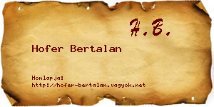 Hofer Bertalan névjegykártya