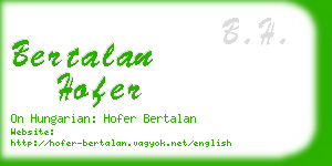 bertalan hofer business card
